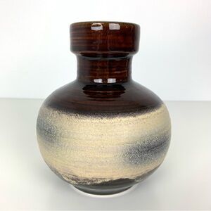 Carstens Tonnieshof  Vase West Germany Vtg Brown Beige MCM Textured 7608-20